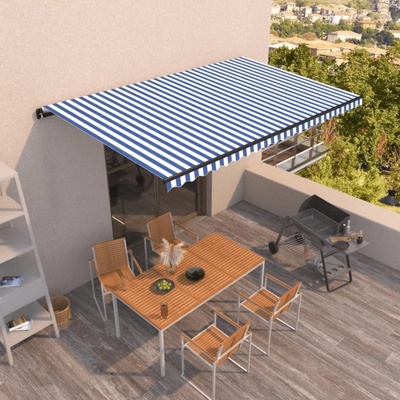 VidaXL Automatická zatahovací markýza 500 x 350 cm modrobílá