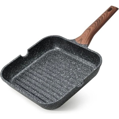 Kordisen nepřilnavá grilovací pánev, čtvercová pánev 24 cm pro indukci, žulový povlak, nalévací