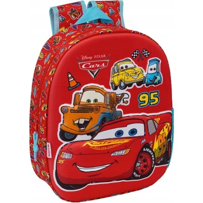 Jednokomorový detský batoh Cars Safta pre chlapcov, dievčatá, červený