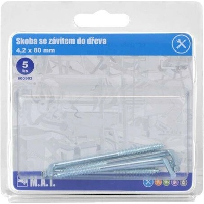 skoba so závitom do dreva 80x4,2mm Zn (5ks)