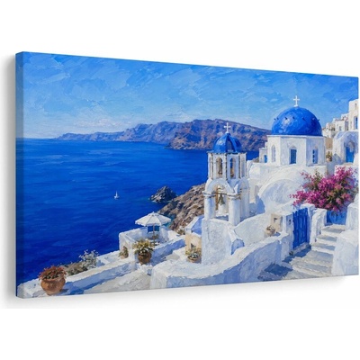 Obraz modré kupole Santorini - 90x60