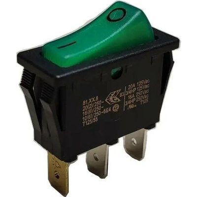 spínač kolébkový I4615 ON-OFF 16A/250V zelený