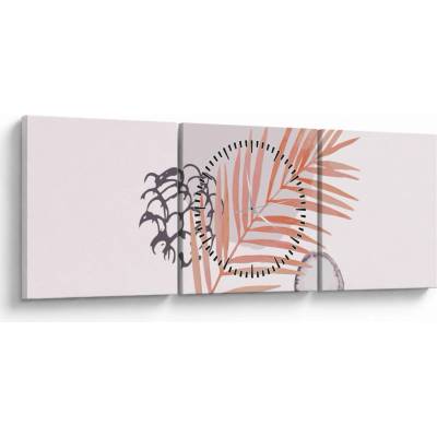 Obraz - Fialový minimalizmus N⁰3 (s hodinami), trojdielne 90x30 cm s hodinami