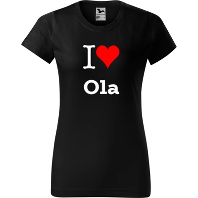Černé dámské tričko I love Ola Dárek pro novopečenou maminku nebo babičku tričko se jménem – Hledejceny.cz