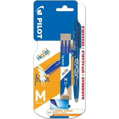 Pilot 88712 FriXion Ball roller 0,7 modrý + 3 ks modrá náplň 0,7 4 ks