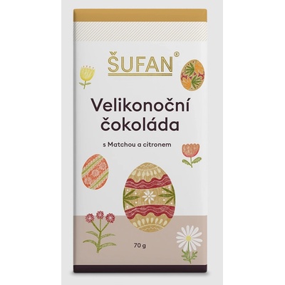 ŠUFAN Velikonoční čokoláda s matchou a citronem 70 g