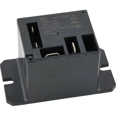 Relé HF105F-4, 12V DC/240V AC 30A