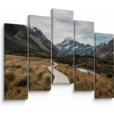 Obraz - Chodník v údolí hory Mt. Cook, pětidílný 125x90 cm