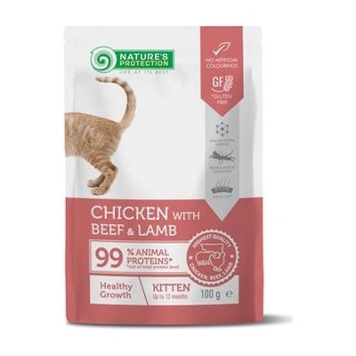Nature's Protection Cat Kitten Chicken Beef and Lamb 22 x 100 g