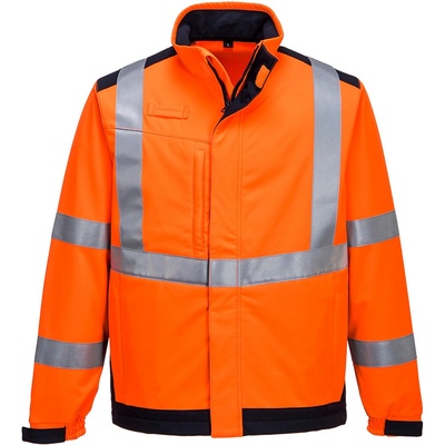 PortWest bunda Modaflame Multi Norm Arc MV72 softshellová reflexní Oranžovo-navy