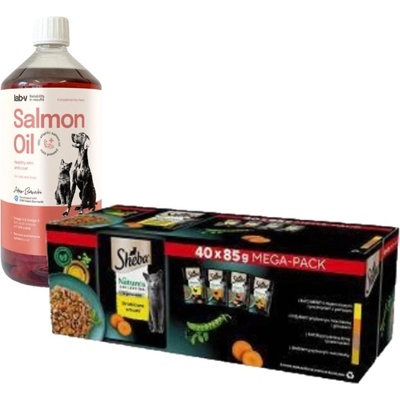Sheba Nature's Collection Poultry Jelly Flavours vlhké krmivo pre mačky 40x & LAB V Lososový olej pre psov a mačky 1000ml 85 g