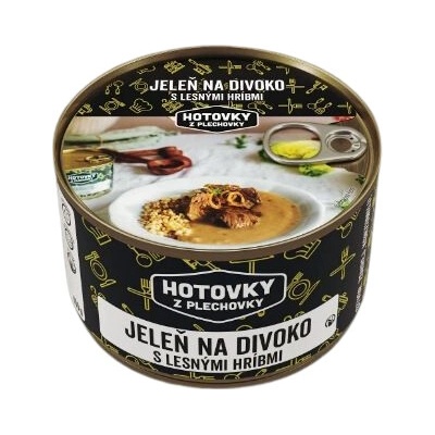 Hotovky z plechovky - Jeleň na divoko s lesnými hubami - Veľkosť 400g