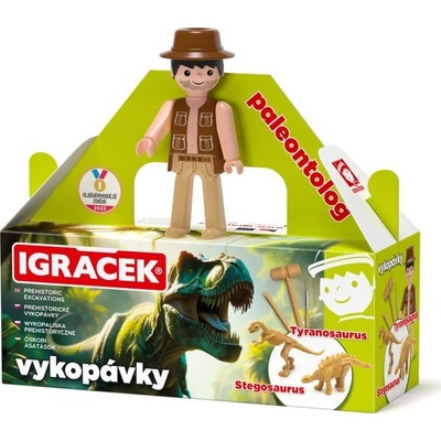 EFKO Igráček Paleontolog figurka s vykopávkami dinosaurů Tyranosaura a Stegosaura