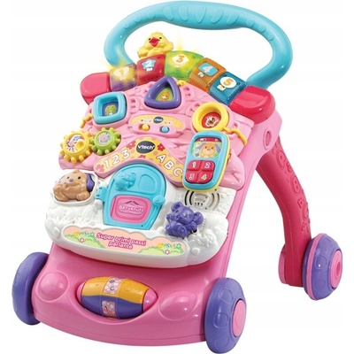 VTech Chodítko Super First Steps Talking 2v1, mluví Italsky, růžové