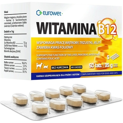 EUROWET Vitamin B12 - doplňky stravy pro psy a kočky - 50 tablet