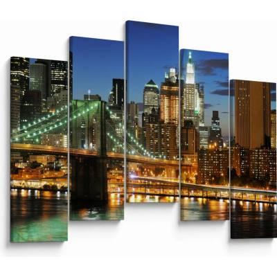Obraz - Most s New Yorkem, pětidílný 125x90 cm