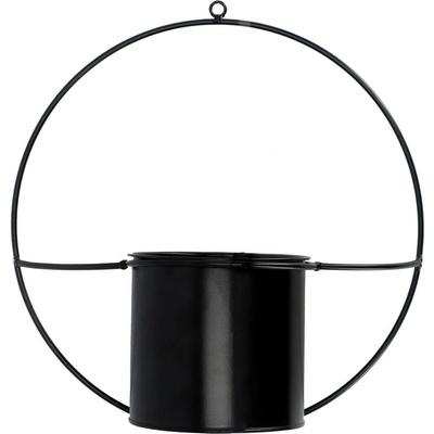 Esschert Design NÁSTĚNNÝ KOVOVÝ květináč ROUND 36X34,5 CM ČERNÁ