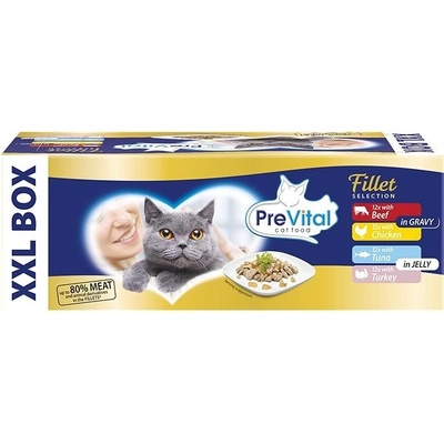 Prevital filetky mäsový výber v želé a omáčke 48 x 85 g