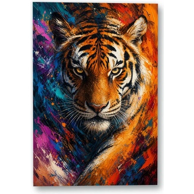 Plakát – Tygr v expresivních barevných tazích 90 × 135 cm Bez rámu Ne Bez rámu