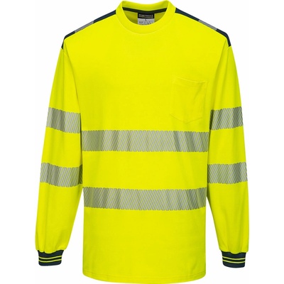 Portwest T185 PW3 Hi-Vis tričko L/S Žltá/Námornícka modrá 5XL