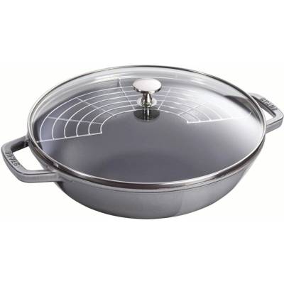 Pánev Wok se skleněnou poklicí 30 cm grafitově šedá - STAUB