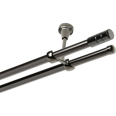 OK-GarnýžeCZ - Garnýže kovová dvouřadá 19mm Cylinder onyx 120 cm do stropu / na tunýlek - bez kroužků