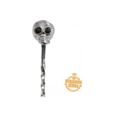 Barová lžička Cocktail Kingdom v nerezovém provedení s lebkou 33 cm