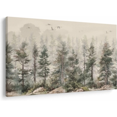 Obraz - Borovicový les I., aquarel, jednodielne 150x100 cm