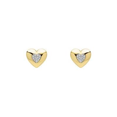 Elements gold Zlaté náušnice diamantové srdce GE2533
