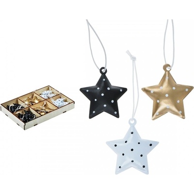 Set hvězdy 18ks plech 3,5cm se závěsem mix