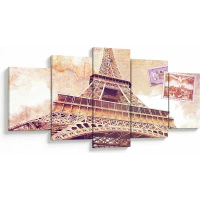 Obraz - Pohľad z Paríža, päťdielne 150x80 cm