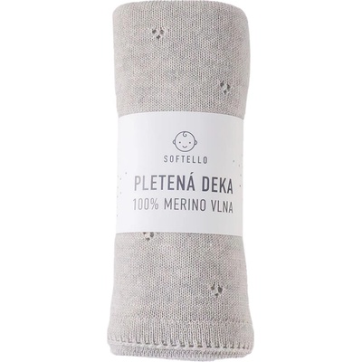 SOFTELLO Pletená merino deka SAPO svetlosivá