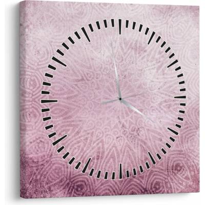 Obraz - Mandala v ružovej stene (s hodinami), jednodielne 30x30 cm s hodinami