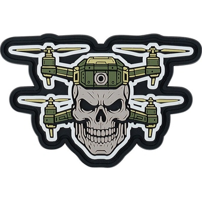 Gumová nášivka 101 Inc Double Drone Skull - farebná