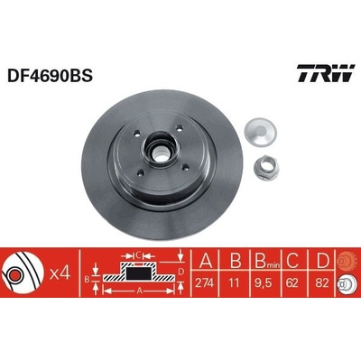 Brzdový kotúč TRW SINGLE DF4690BS