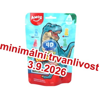 Amos 4D Gummy Dinosaur Fruity 65 g