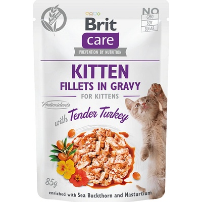BRIT Care cat kitten fillets with turkey vrecko pre mačiatka 85 g