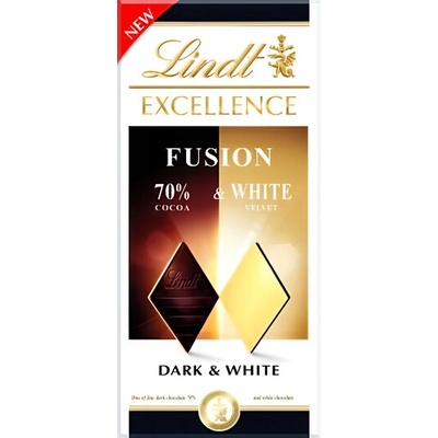 Lindt Excellence Fusion hořká 70% & bílá čokoláda 100 g