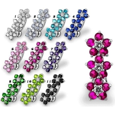 S4U Stříbrný piercing do pupíku se štítem kytičky (fialová) BP01171-A