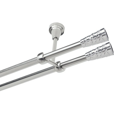 OK-GarnýžeCZ Garnýž kovová dvouřadá 19mm Sevilla double nerez 110 cm do stropu / na tunýlek - bez kroužků