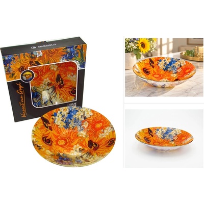 Homedesign MA4044 Miska sklo GOGH Slnečnice a kosatce hlboká 30 cm