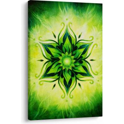 Obraz - Kvetinová mandala v zelenom pozadí, jednodielny 60x90 cm