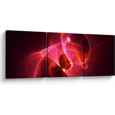 Moderní obraz růžové abstrakce, třídílný 150x50 cm