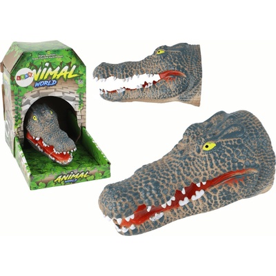 LEAN Toys Krokodýl Ruční loutka Šedá