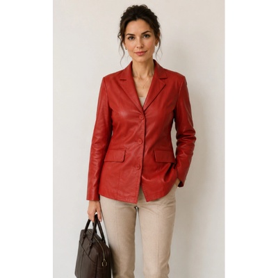 Max Original Leather Dámske kožené sako 8071 red Red