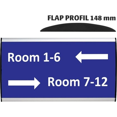 A-Z Reklama CZ Orientační nástěnná tabulka 148 × 300 mm - Flap Profil – kód UDS148NA30
