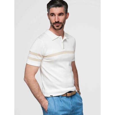 Ombre pánské triko s límečkem OM-POSS-0118 CREAM