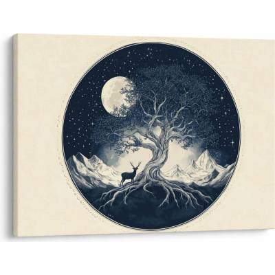 Obraz - Magický strom s jelenem I., jednodílný 70x50 cm