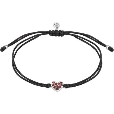 Český granát stříbrný náramek Shamballa s českým granátem srdíčko 160566