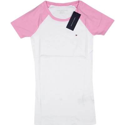 Tommy Hilfiger dámské tričko s krátkým rukávem Crew bílé/pink